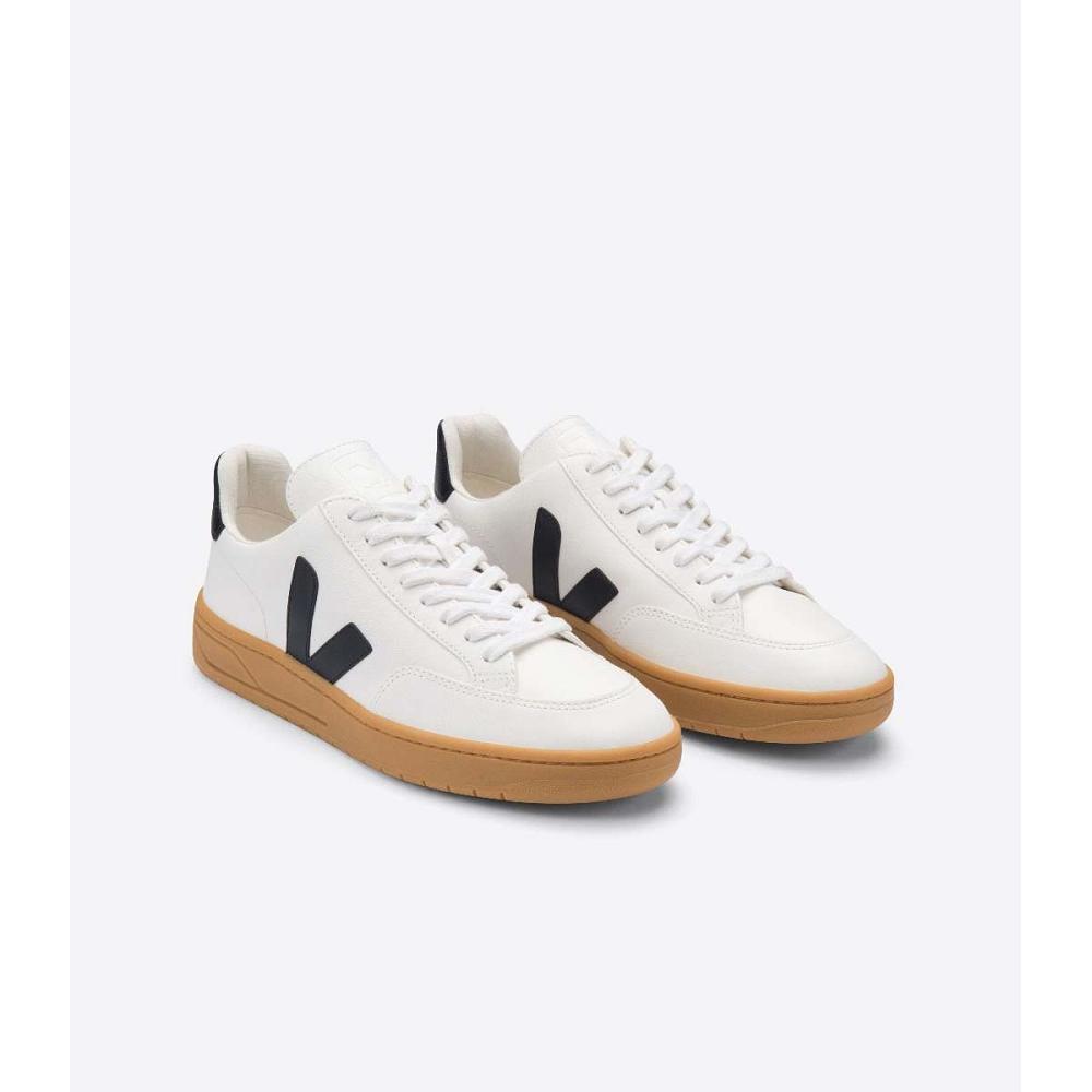 Veja V-12 LEATHER Tenisky Damske White/Black | SK 667CTV